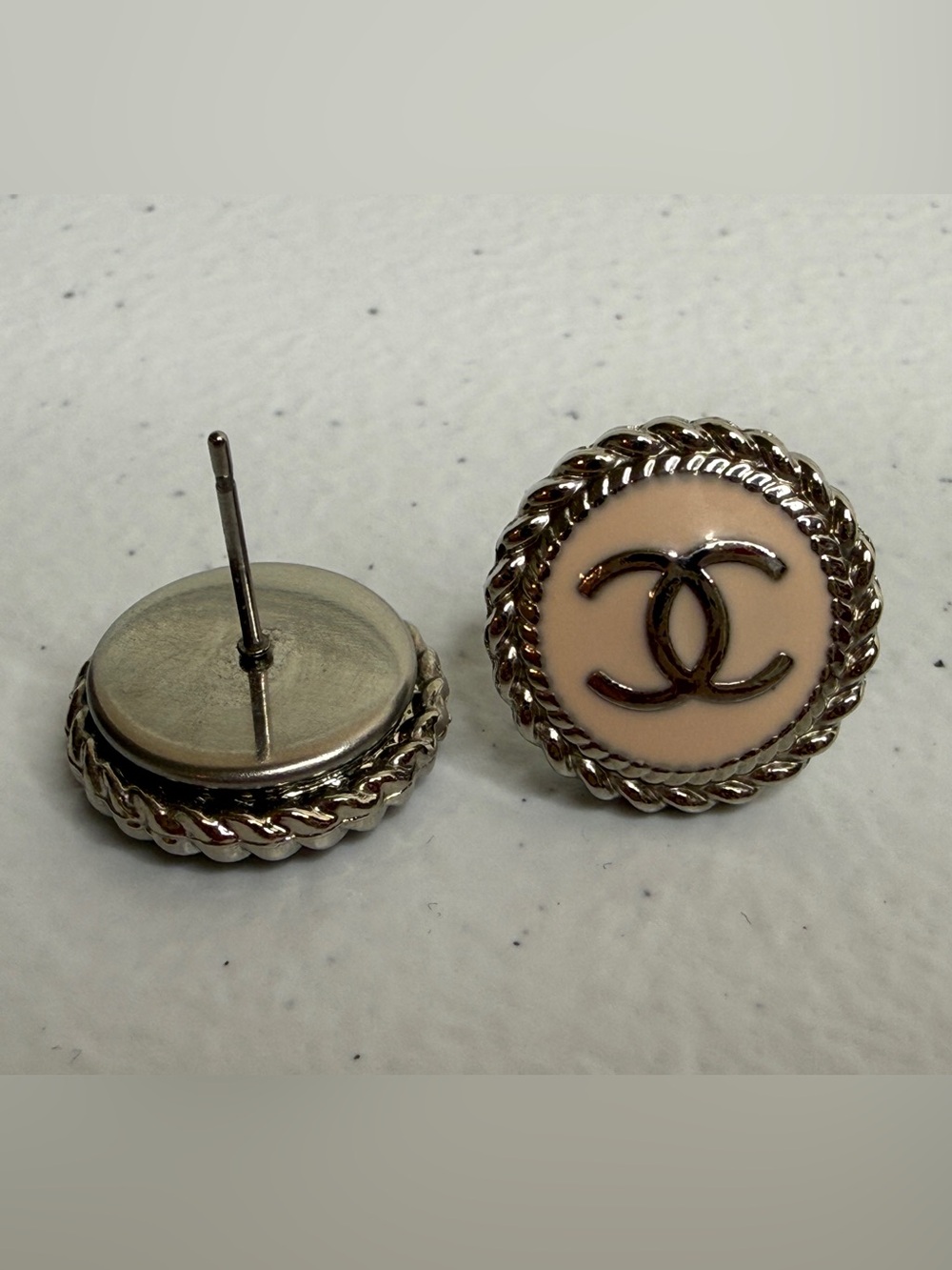 Winifred Design CC Ballet Pink and Silver Tone Stud Earrings